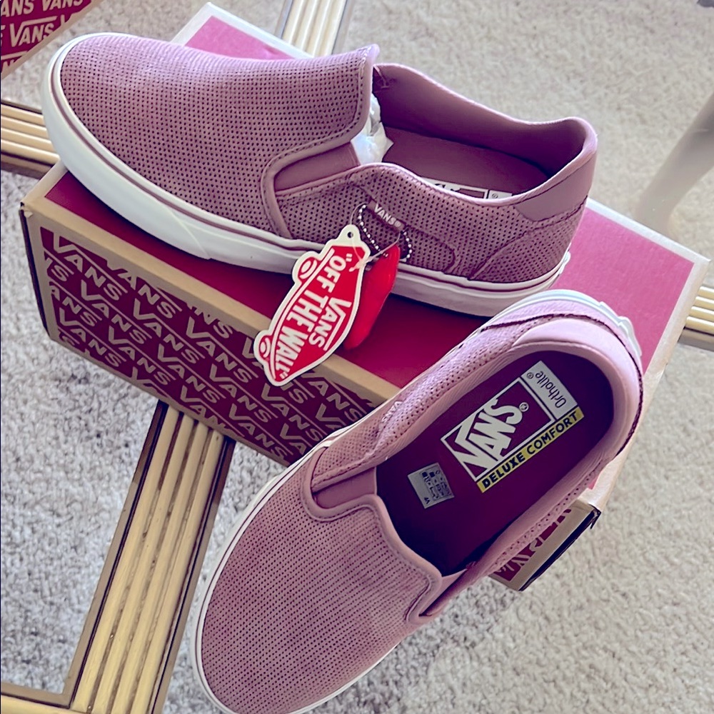 Size 10 women’s Vans Pink Slip-On Sneakers
NWT in box